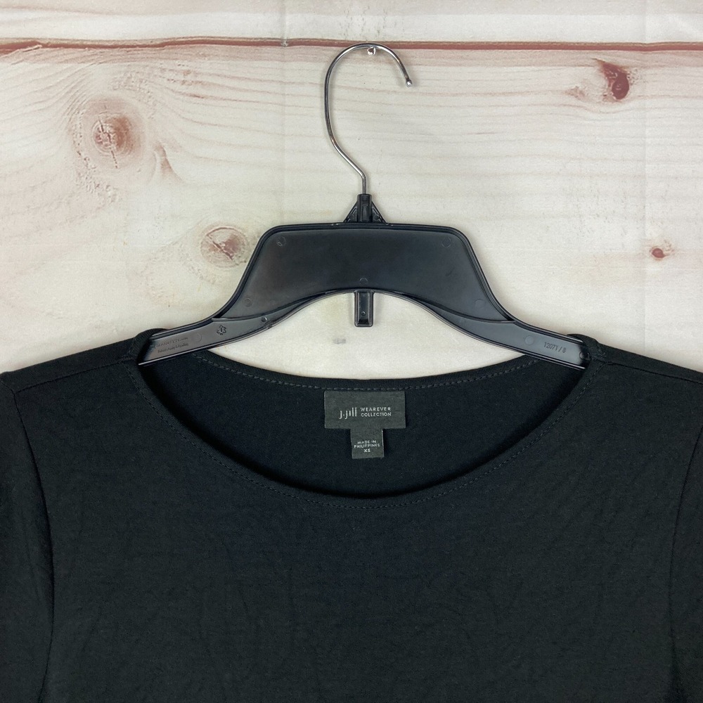 J. Jill Top Womens‎ XS Black Wearever Woven Peplum Hem 3/4 Sleeve Long Sleeve - Picture 2 of 7
